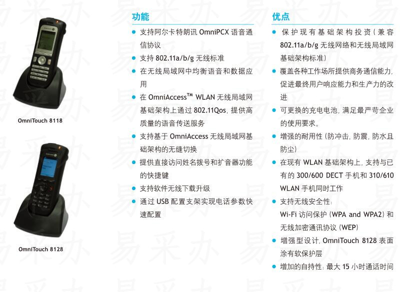 阿尔卡特朗讯OmmiTouch 8118/8128无线局域网（WLAN）手机